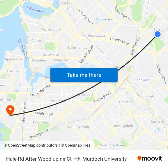 Hale Rd After Woodlupine Ct to Murdoch University map