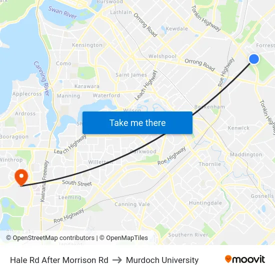 Hale Rd After Morrison Rd to Murdoch University map