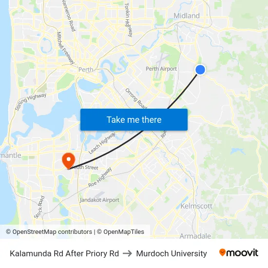Kalamunda Rd After Priory Rd to Murdoch University map