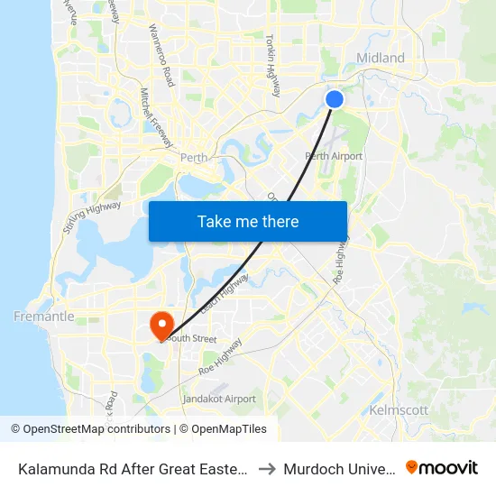Kalamunda Rd After Great Eastern Hwy to Murdoch University map