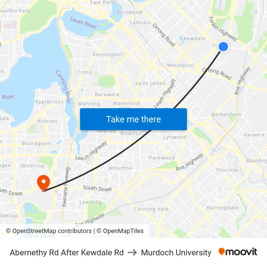 Abernethy Rd After Kewdale Rd to Murdoch University map