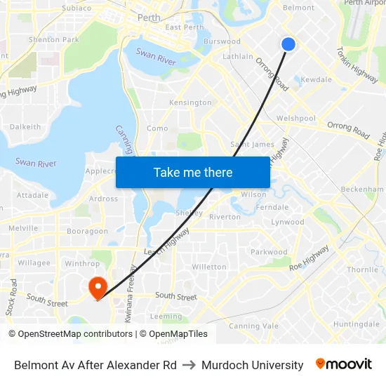 Belmont Av After Alexander Rd to Murdoch University map