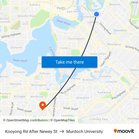 Kooyong Rd After Newey St to Murdoch University map