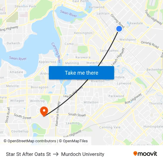 Star St After Oats St to Murdoch University map