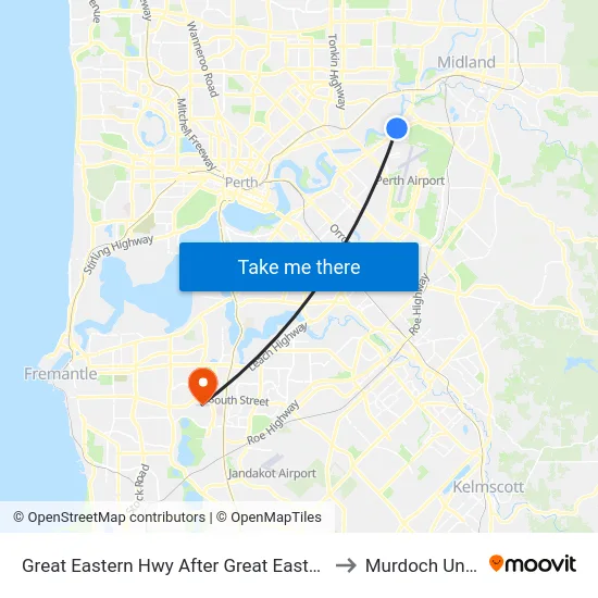 Great Eastern Hwy After Great Eastern Hwy Bypass to Murdoch University map