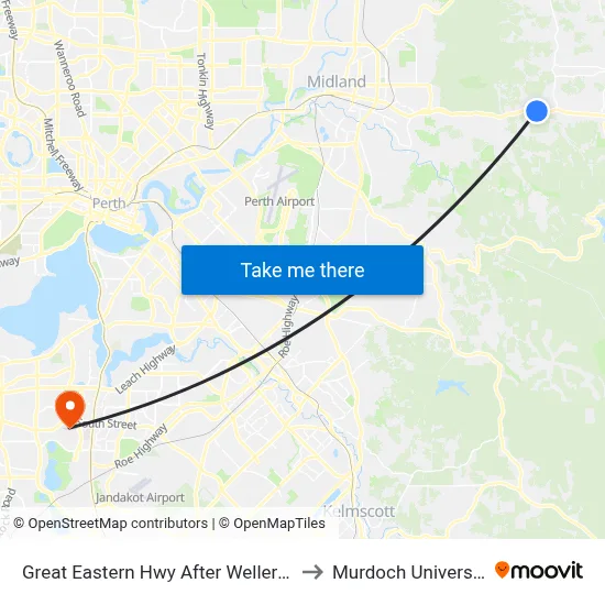 Great Eastern Hwy After Weller Rd to Murdoch University map