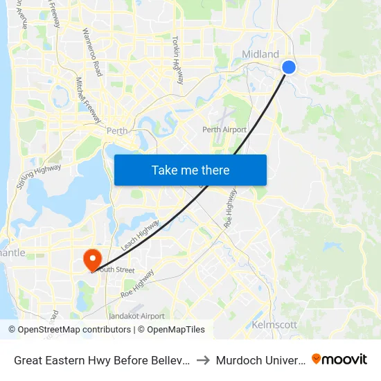 Great Eastern Hwy Before Bellevue Rd to Murdoch University map