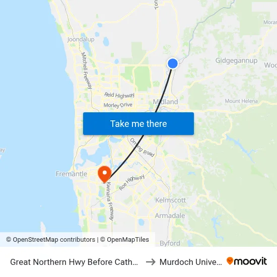 Great Northern Hwy Before Cathedral Av to Murdoch University map