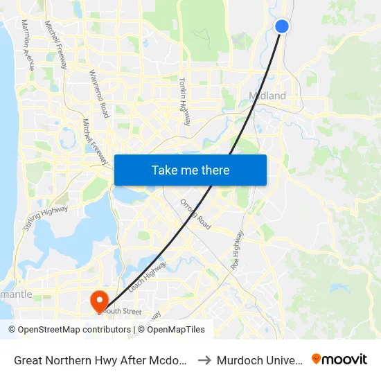 Great Northern Hwy After Mcdonald St to Murdoch University map