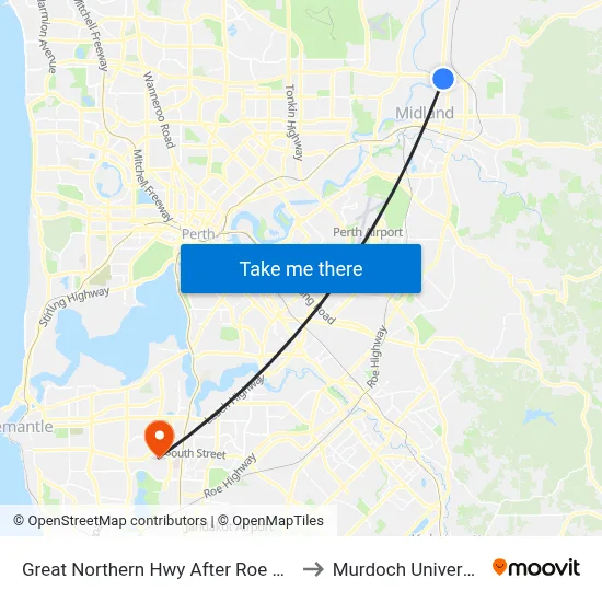 Great Northern Hwy After Roe Hwy to Murdoch University map