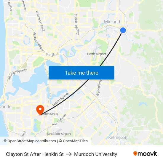 Clayton St After Henkin St to Murdoch University map