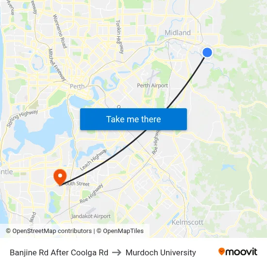 Banjine Rd After Coolga Rd to Murdoch University map