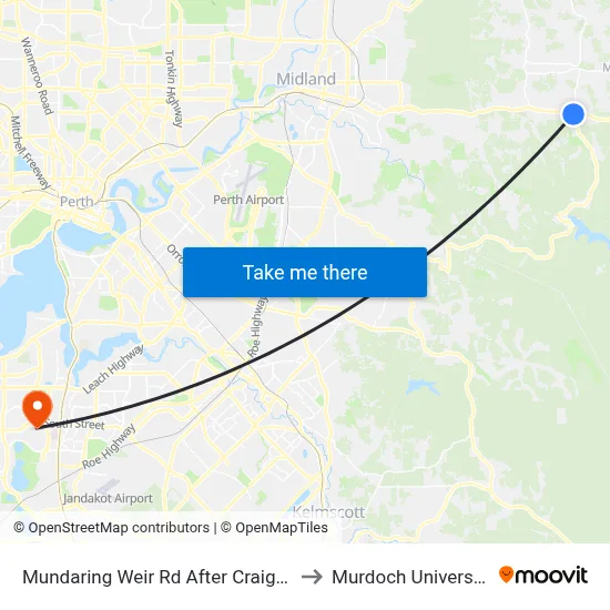 Mundaring Weir Rd After Craig St to Murdoch University map