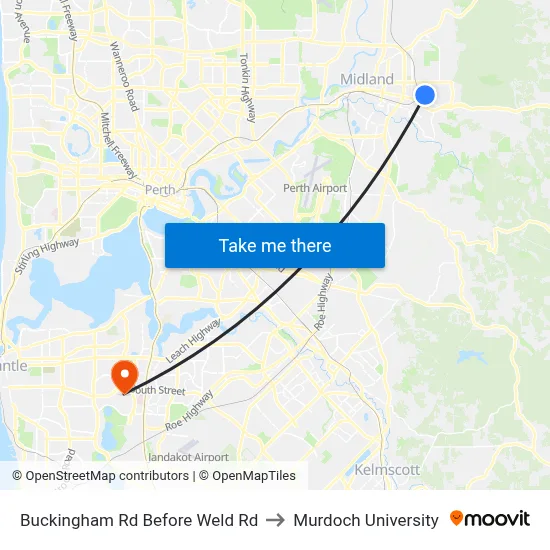 Buckingham Rd Before Weld Rd to Murdoch University map