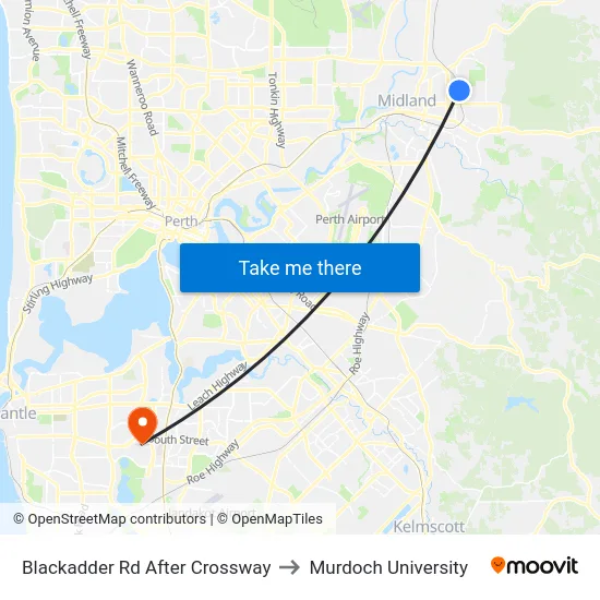 Blackadder Rd After Crossway to Murdoch University map