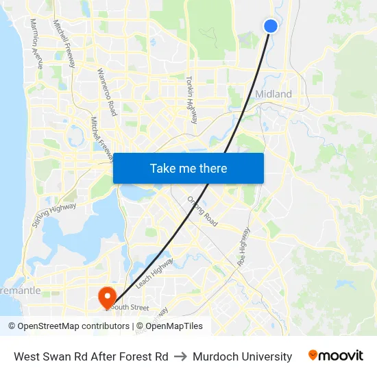 West Swan Rd After Forest Rd to Murdoch University map