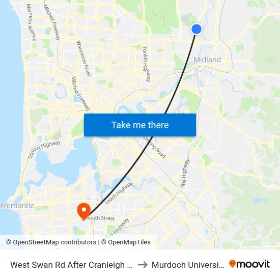 West Swan Rd After Cranleigh St to Murdoch University map