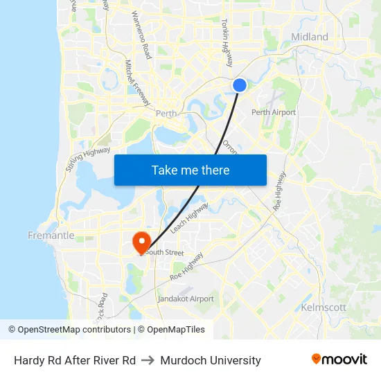 Hardy Rd After River Rd to Murdoch University map