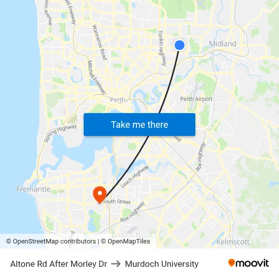 Altone Rd After Morley Dr to Murdoch University map
