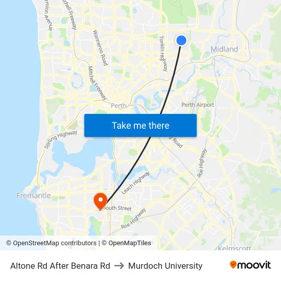 Altone Rd After Benara Rd to Murdoch University map
