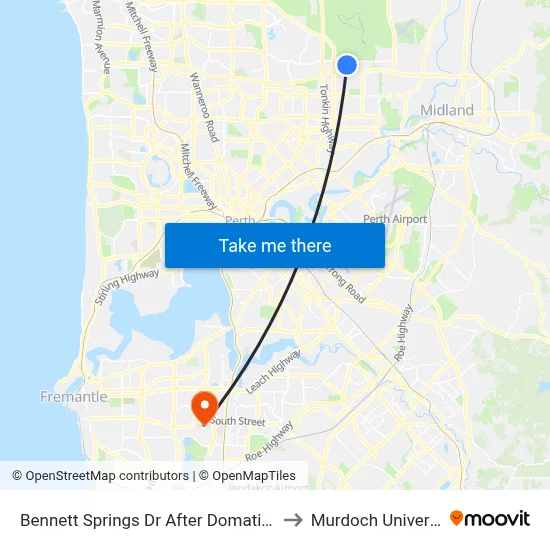 Bennett Springs Dr After Domatia Bvd to Murdoch University map