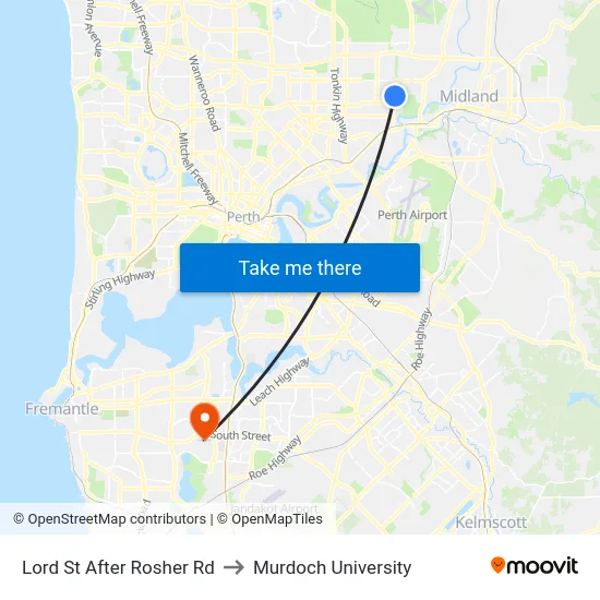 Lord St After Rosher Rd to Murdoch University map