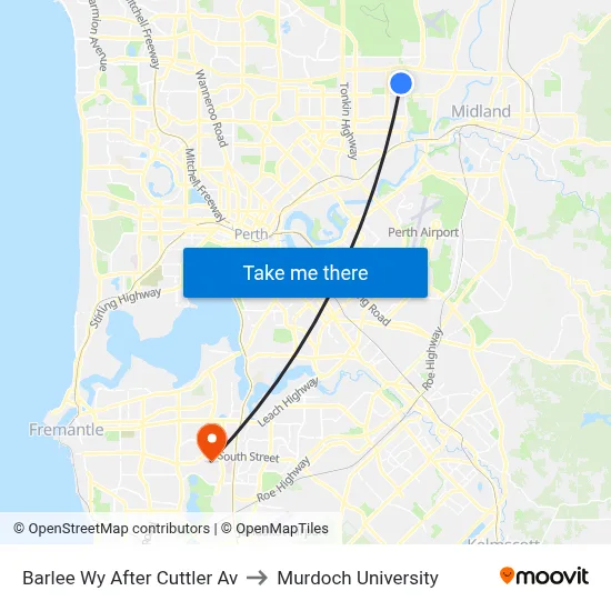 Barlee Wy After Cuttler Av to Murdoch University map