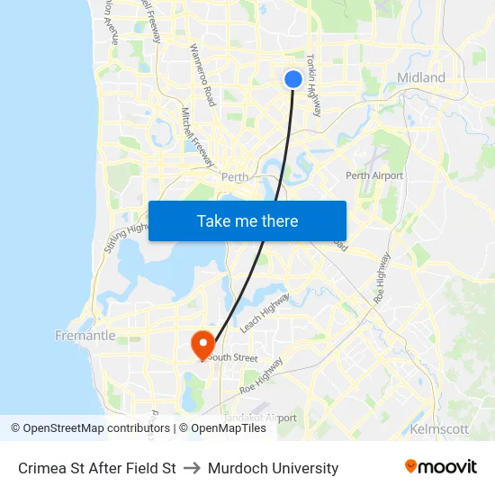 Crimea St After Field St to Murdoch University map