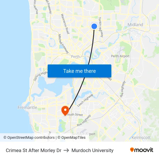 Crimea St After Morley Dr to Murdoch University map
