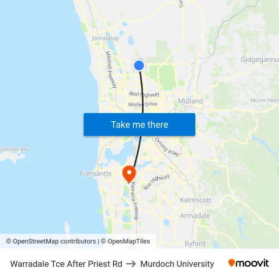 Warradale Tce After Priest Rd to Murdoch University map