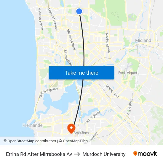 Errina Rd After Mirrabooka Av to Murdoch University map