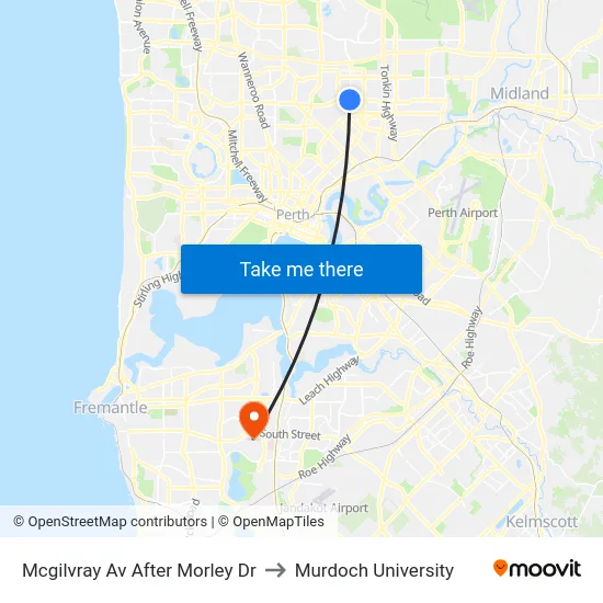 Mcgilvray Av After Morley Dr to Murdoch University map
