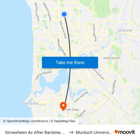 Girrawheen Av After Bardsley Av to Murdoch University map