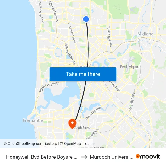 Honeywell Bvd Before Boyare Av to Murdoch University map