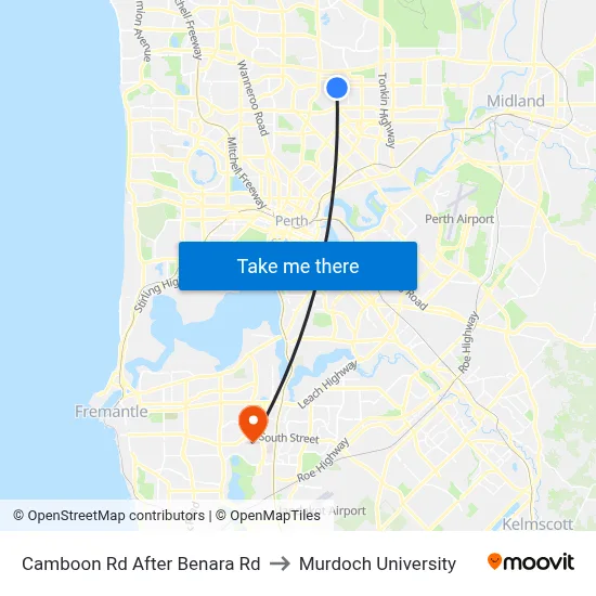 Camboon Rd After Benara Rd to Murdoch University map