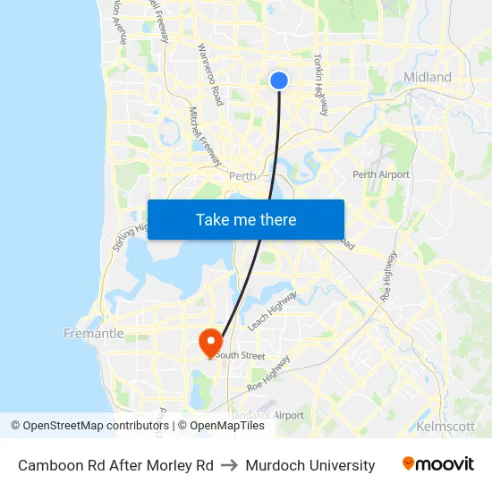 Camboon Rd After Morley Rd to Murdoch University map