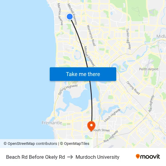 Beach Rd Before Okely Rd to Murdoch University map