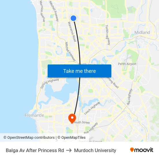 Balga Av After Princess Rd to Murdoch University map