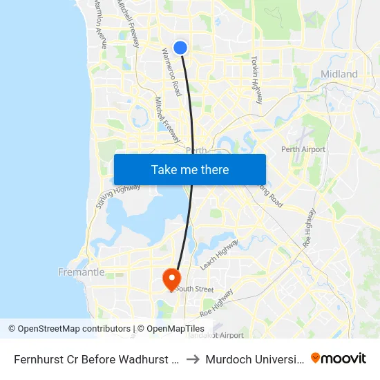 Fernhurst Cr Before Wadhurst St to Murdoch University map
