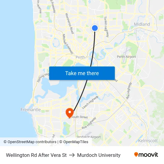 Wellington Rd After Vera St to Murdoch University map