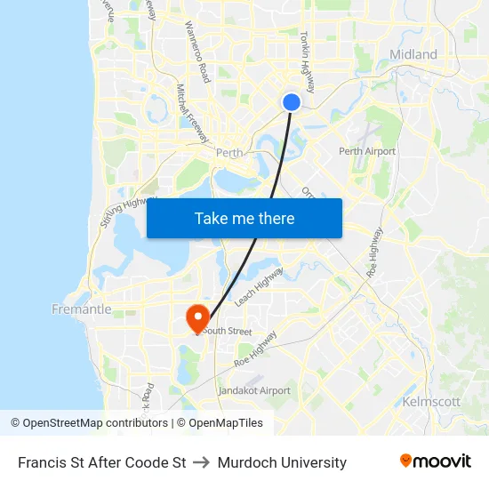 Francis St After Coode St to Murdoch University map