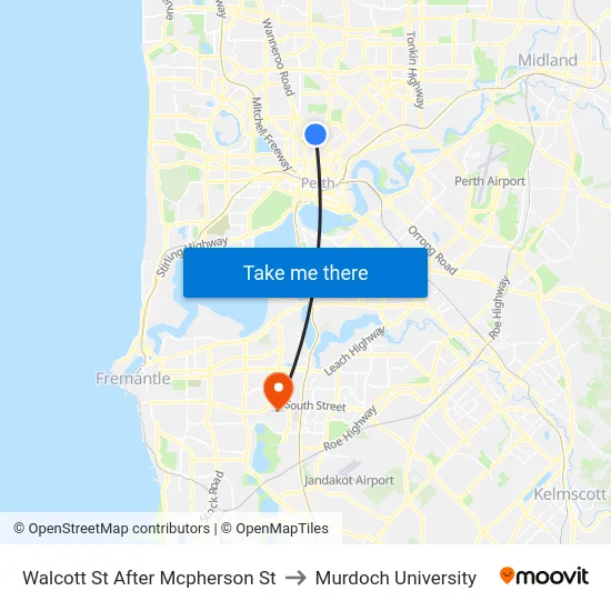 Walcott St After Mcpherson St to Murdoch University map