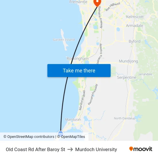Old Coast Rd After Baroy St to Murdoch University map