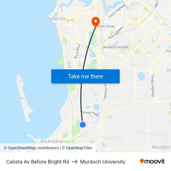 Calista Av Before Bright Rd to Murdoch University map