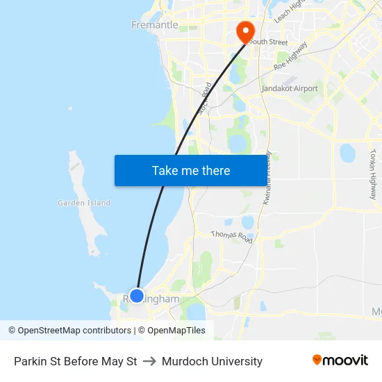 Parkin St Before May St to Murdoch University map