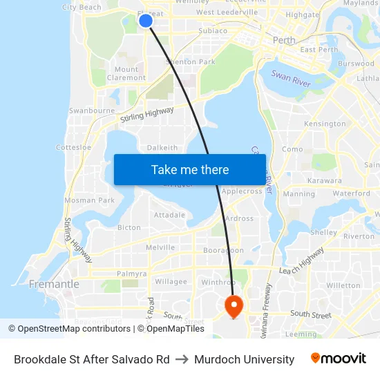 Brookdale St After Salvado Rd to Murdoch University map