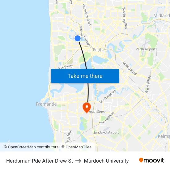 Herdsman Pde After Drew St to Murdoch University map