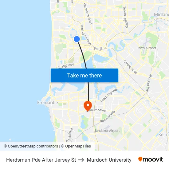 Herdsman Pde After Jersey St to Murdoch University map