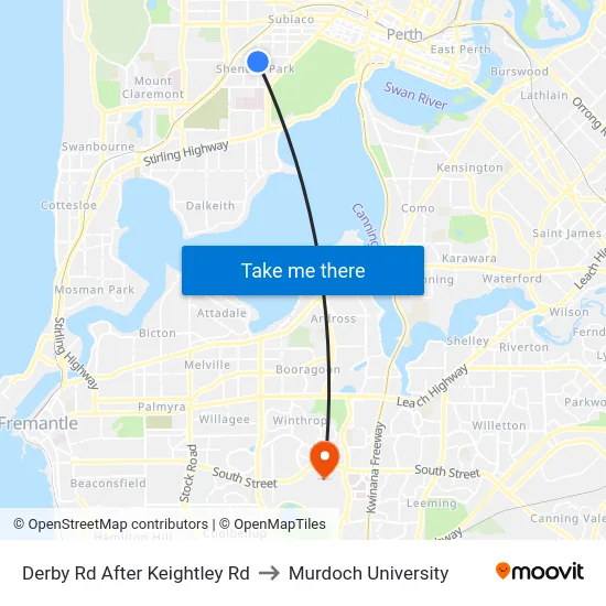 Derby Rd After Keightley Rd to Murdoch University map