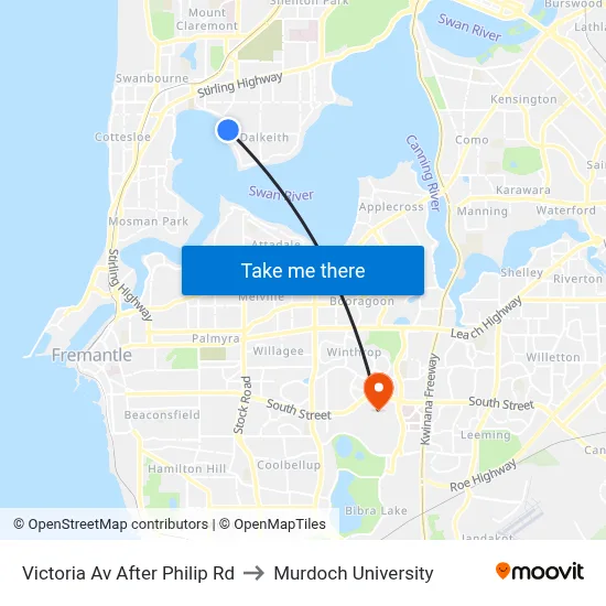 Victoria Av After Philip Rd to Murdoch University map